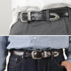 ORCIANI / Bull Soft punched leather belt with metal tip