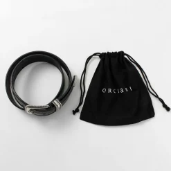ORCIANI / Bull Soft punched leather belt with metal tip