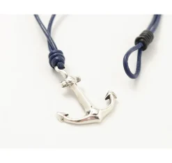 PHADUA / Anchor Leather Wrap Bracelet / Silver