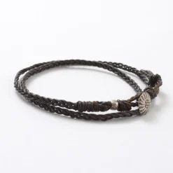 PHADUA / Braided 1mm Leather 2 Wrap Anklet