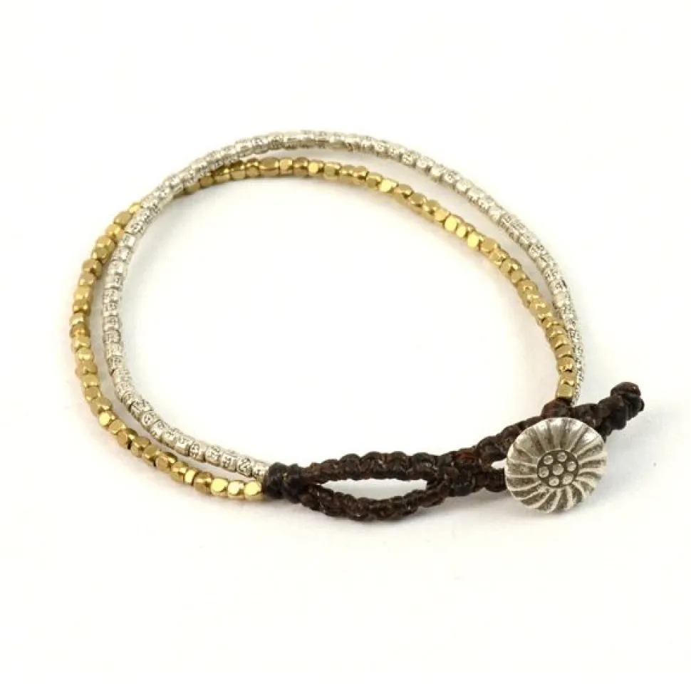 PHADUA / Karen Silver Beads Brass Double Cord Anklet