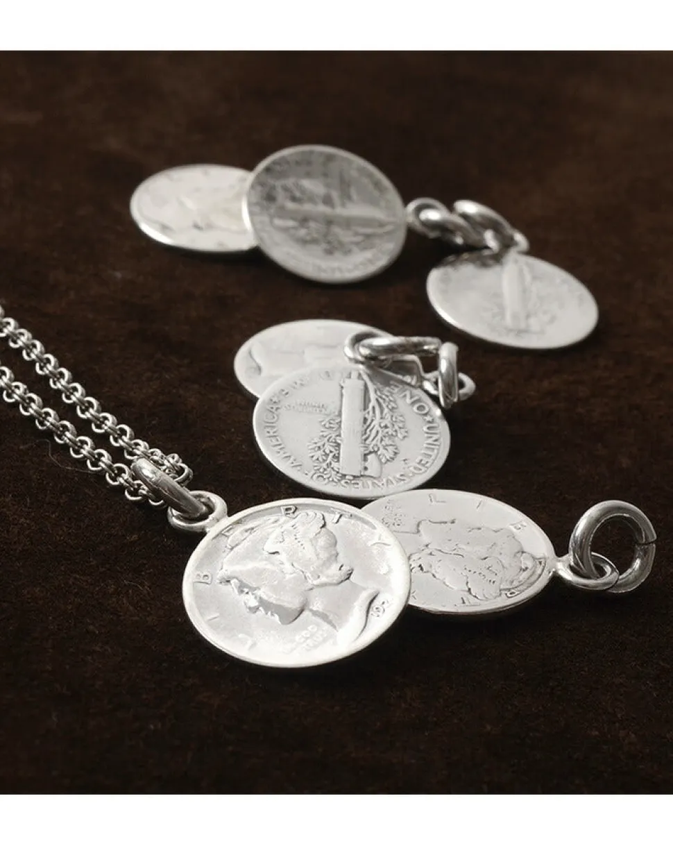 PHADUA / Old coin pendant top US 1 dime