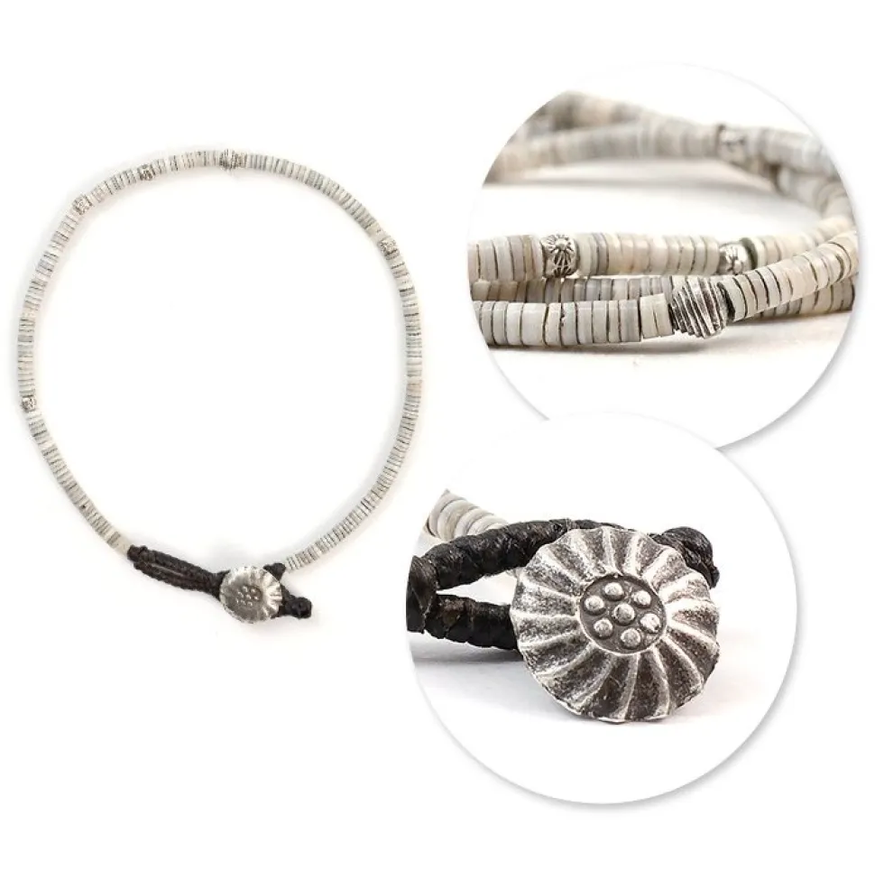 PHADUA / Shell Beads / Wax Cord Anklet