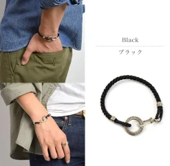 PHADUA / Silver Handmade Ring Braid Wax Cord Bracelet