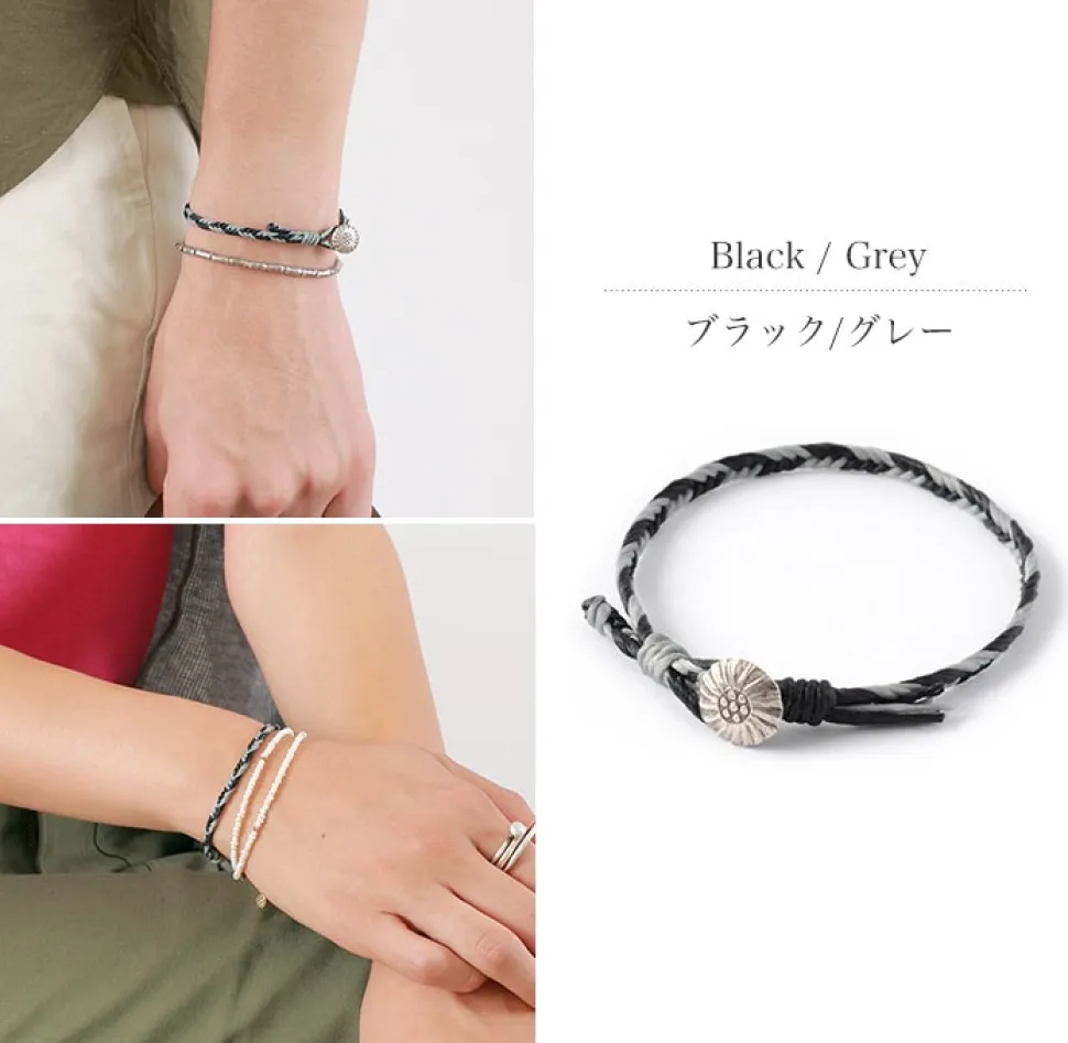 PHADUA / 2-Tone Wax Cord Concho Bracelet