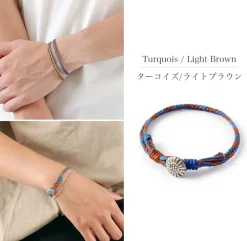 PHADUA / 2-Tone Wax Cord Concho Bracelet