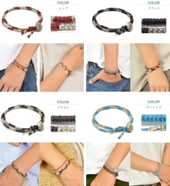 PHADUA / Wax Cord Silver Concho Double-Strand Bracelet