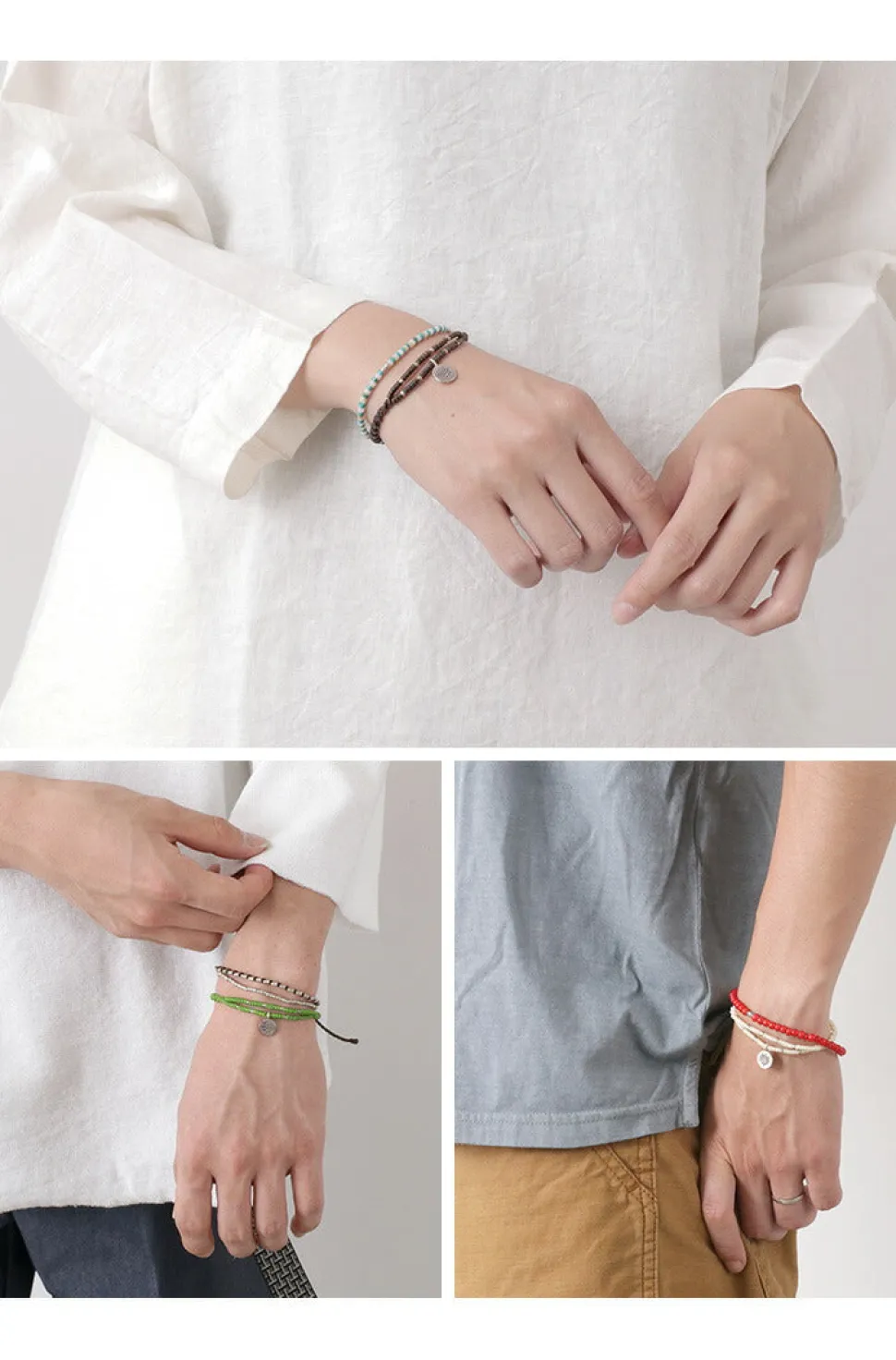 PHADUA / Wax Cord Silver Double-Strand Top Bracelet