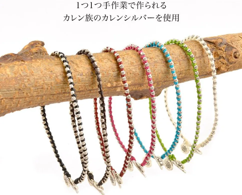 PHADUA / Wax cord silver series anklet