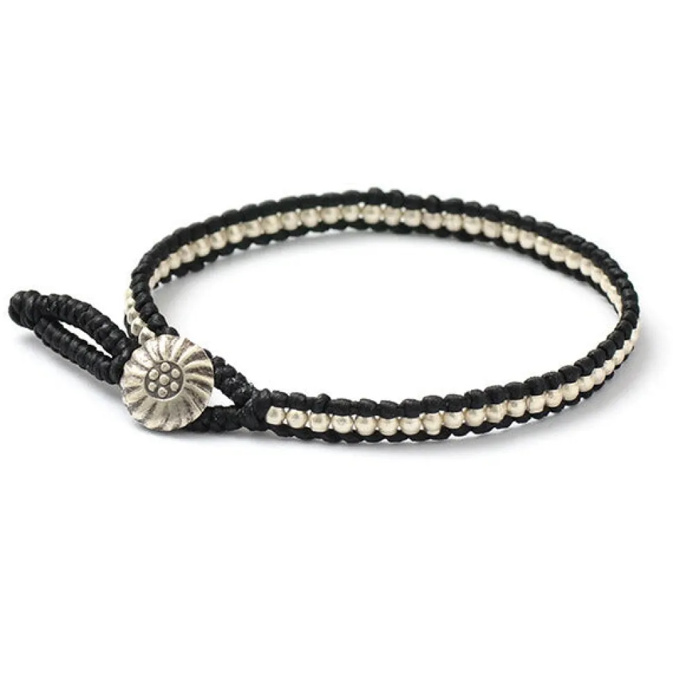 PHADUA / Waxed cord silver single strand concho bracelet