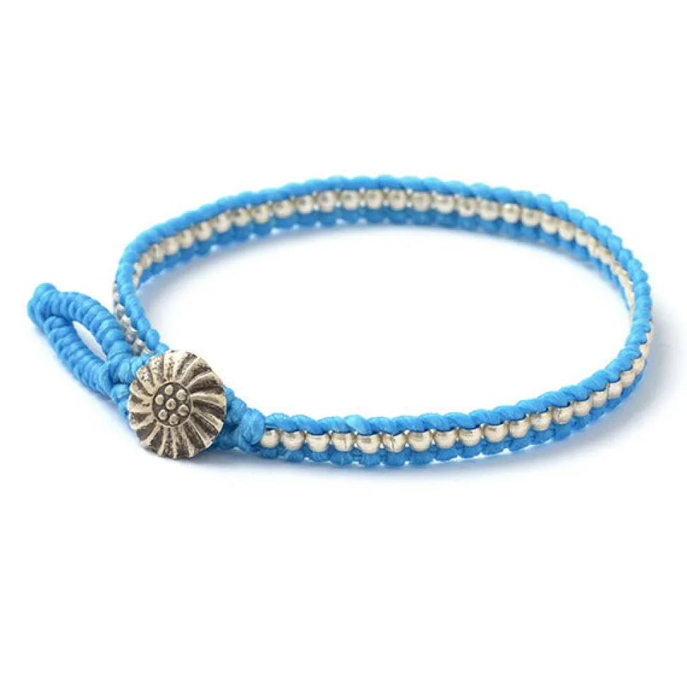 PHADUA / Waxed cord silver single strand concho bracelet