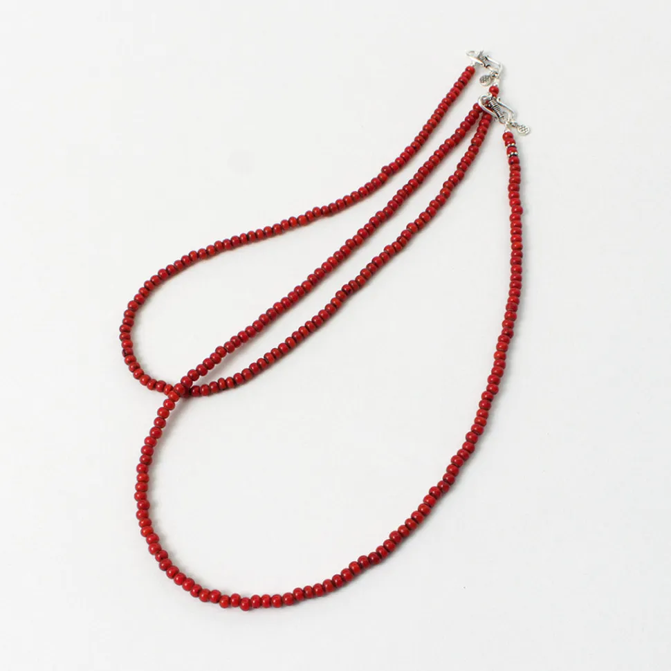 phaduA / White Heart Antique Glass Bead Necklace