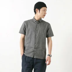 RE MADE IN TOKYO JAPAN / Linen Canvas Button Down Shirt / Short Sleeve