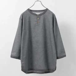 RE MADE IN TOKYO JAPAN / Linen Canvas Henry Neck T-Shirt