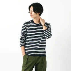RE MADE IN TOKYO JAPAN / Perfect Inner Giza Cotton Striped Crew Neck L/S T-Shirt