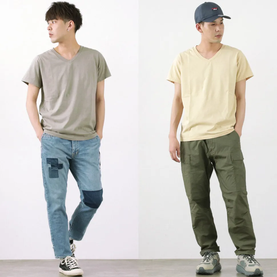 REMI RELIEF / LW processed V-neck T-shirt