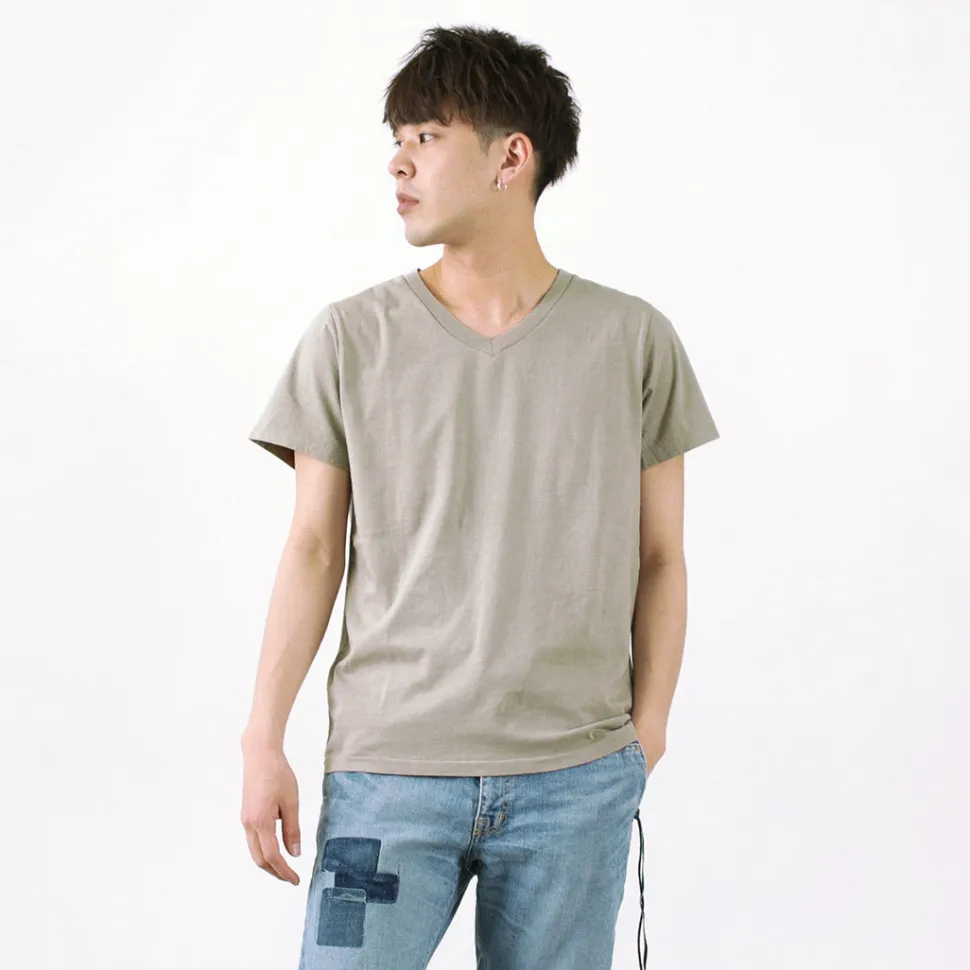 REMI RELIEF / LW processed V-neck T-shirt