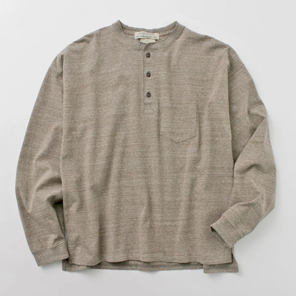 REMI RELIEF / Melange Jersey Long Sleeve Henley Neck Pocket T-Shirt