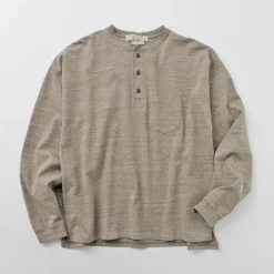 REMI RELIEF / Melange Jersey Long Sleeve Henley Neck Pocket T-Shirt