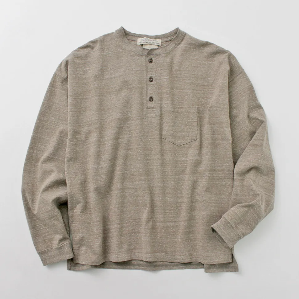 REMI RELIEF / Melange Jersey Long Sleeve Henley Neck Pocket T-Shirt