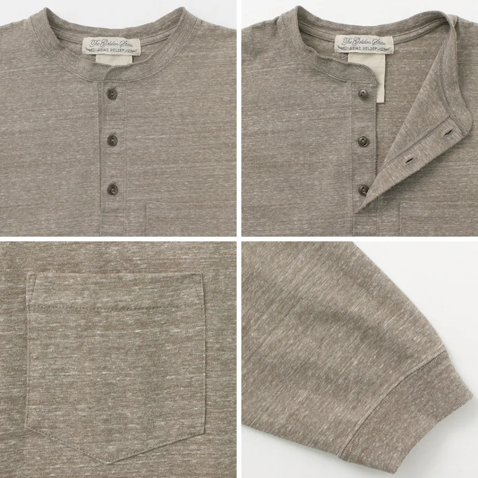 REMI RELIEF / Melange Jersey Long Sleeve Henley Neck Pocket T-Shirt