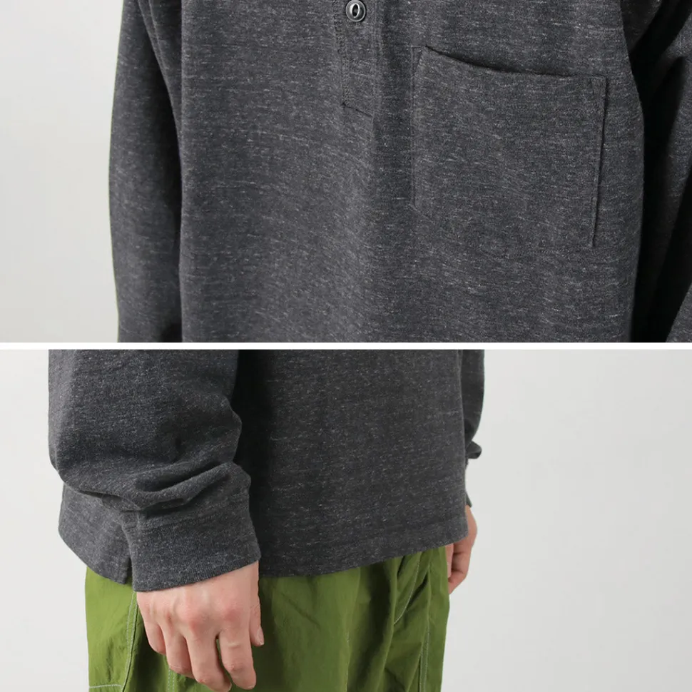 REMI RELIEF / Melange Jersey Long Sleeve Henley Neck Pocket T-Shirt