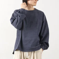REMI RELIEF / Melange jersey long sleeve pocket T-shirt