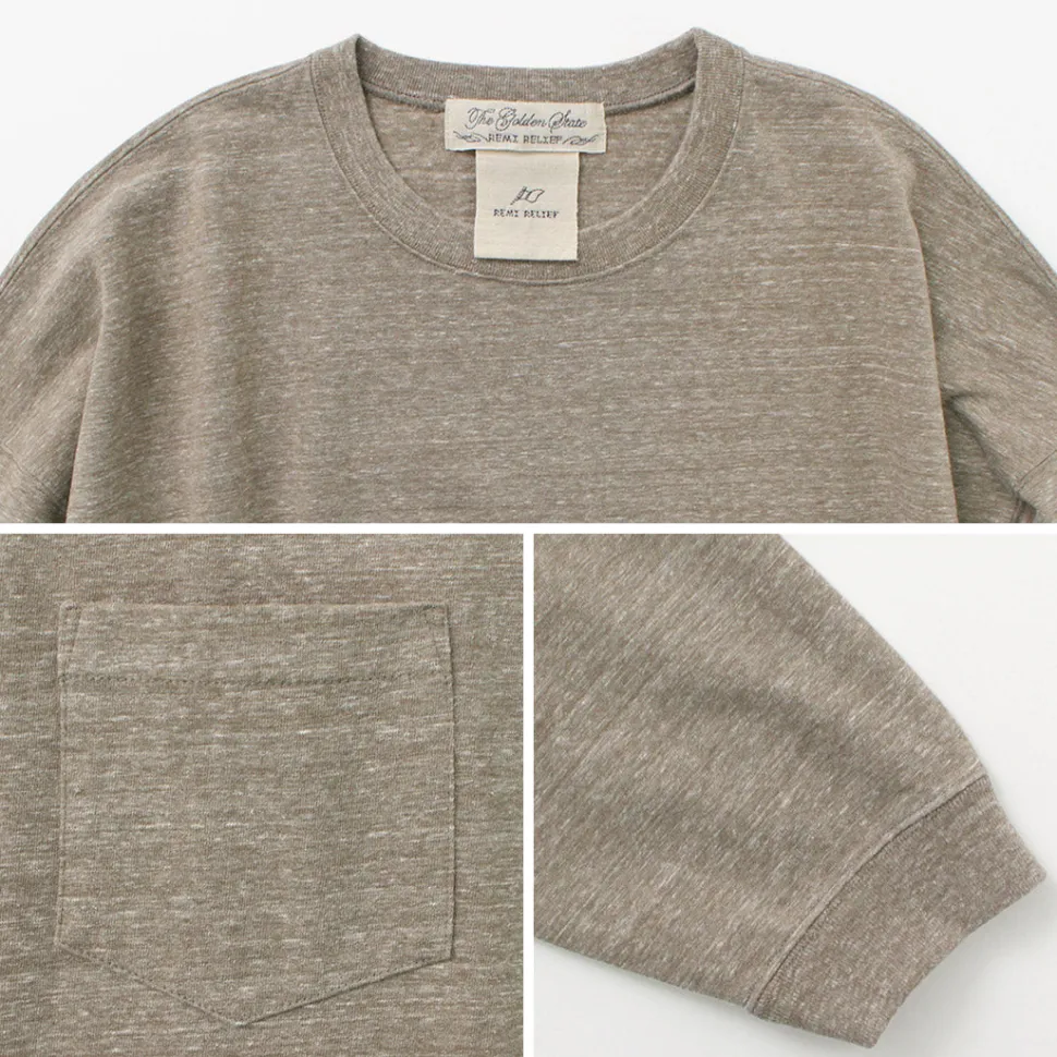 REMI RELIEF / Melange jersey long sleeve pocket T-shirt