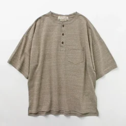 REMI RELIEF / Melange jersey short sleeve henley neck pocket T-shirt