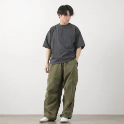 REMI RELIEF / Melange jersey short sleeve henley neck pocket T-shirt
