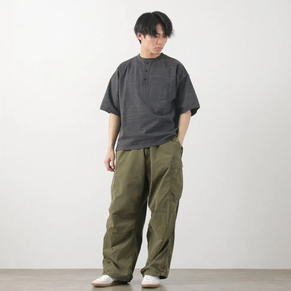 REMI RELIEF / Melange jersey short sleeve henley neck pocket T-shirt