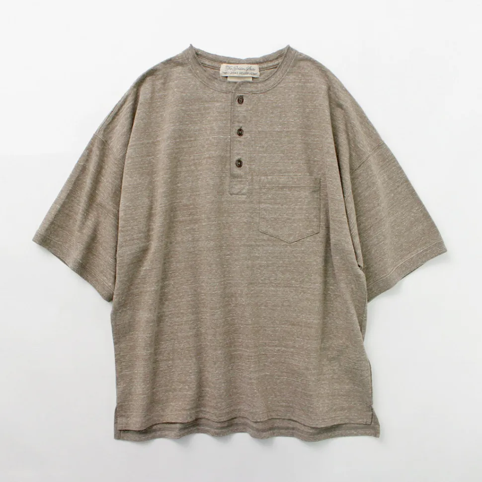 REMI RELIEF / Melange jersey short sleeve henley neck pocket T-shirt