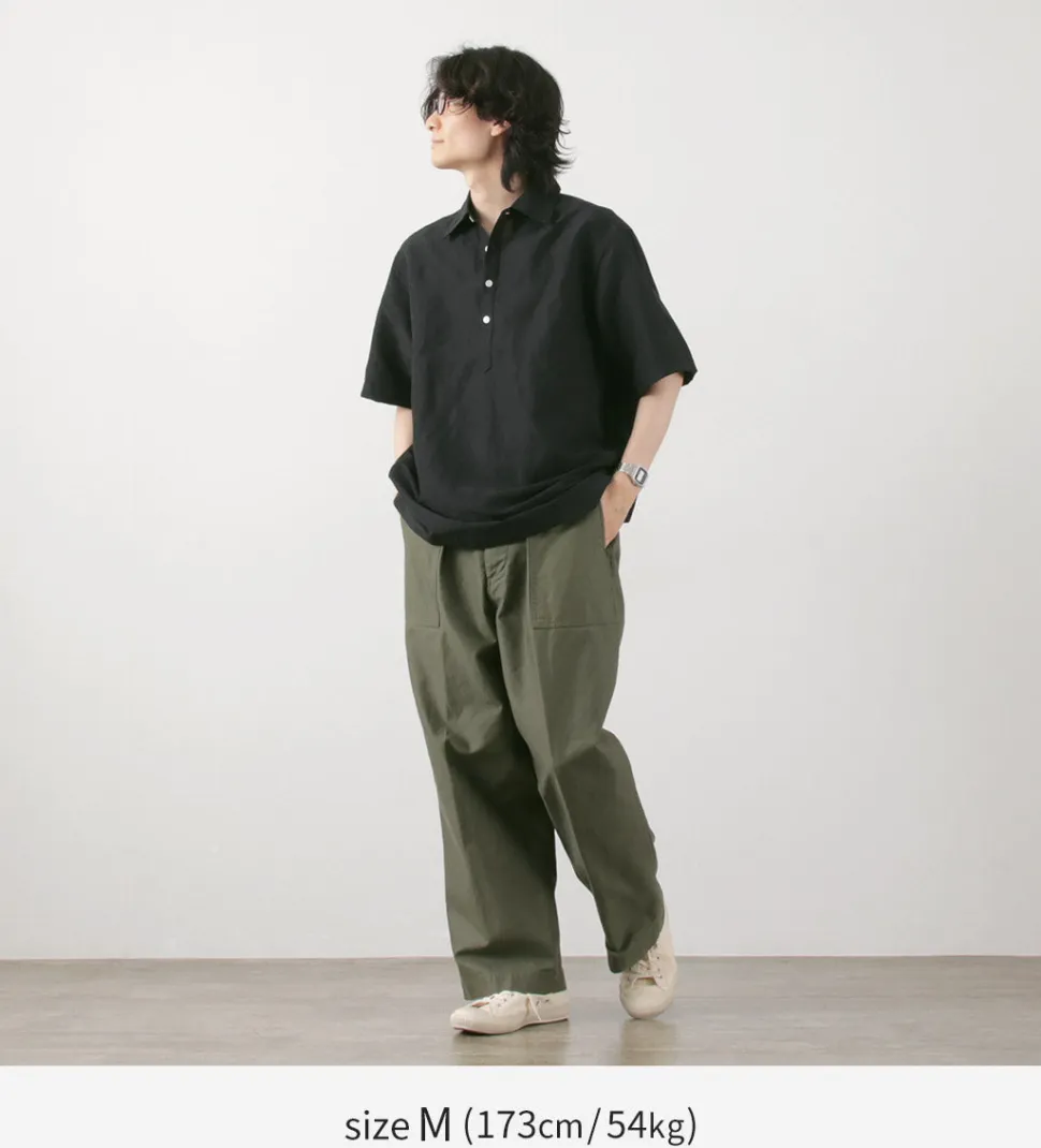 ROCOCO / Cupro linen woven poloshirt