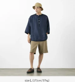 ROCOCO / Linen cloth Henley Neck T-Shirt