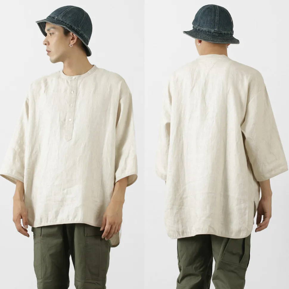 ROCOCO / Linen cloth Henley Neck T-Shirt