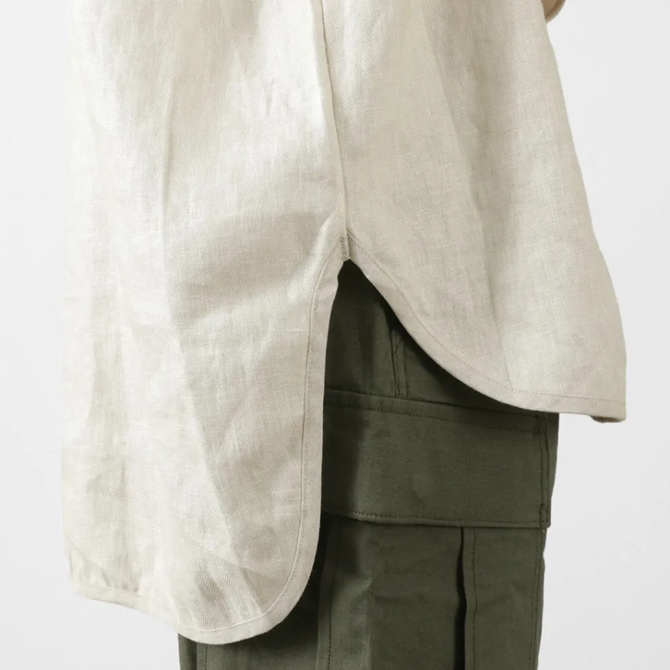 ROCOCO / Linen cloth Henley Neck T-Shirt