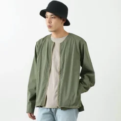 ROCOCO / Polylammy Coolmax stretch collarless shirt cardigan