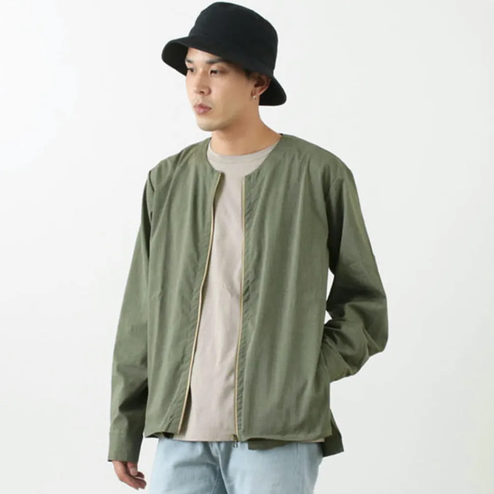 ROCOCO / Polylammy Coolmax stretch collarless shirt cardigan