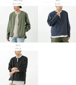 ROCOCO / Polylammy Coolmax stretch collarless shirt cardigan