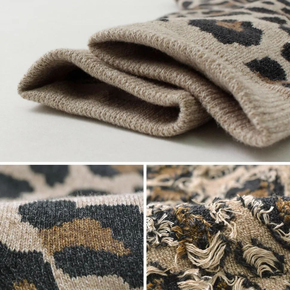 ROTOTO / R1340 Pile leopard crew sock
