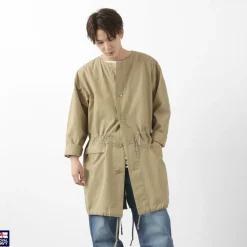 ROYAL NAVY / Snow camo collarless overcoat