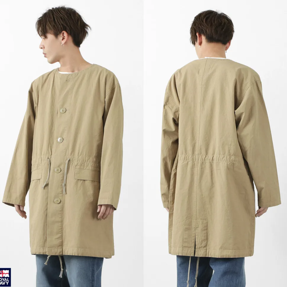 ROYAL NAVY / Snow camo collarless overcoat