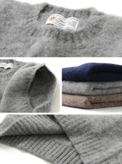 SHETLANDWOOLLENCO / Plain Shaggy Dog Crew Neck Knits Vest