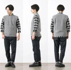 SHETLANDWOOLLENCO / Plain Shaggy Dog Crew Neck Knits Vest