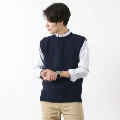 SHETLANDWOOLLENCO / Plain Shaggy Dog Crew Neck Knits Vest