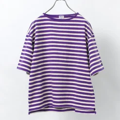 TIEASY / HDCS Big stripe boat-neck T-shirt