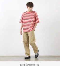 TIEASY / HDCS Big stripe boat-neck T-shirt