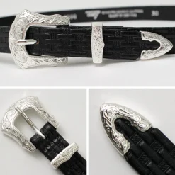 TORY LEATHER / 3/4 inch Western Belt Basket Weave
