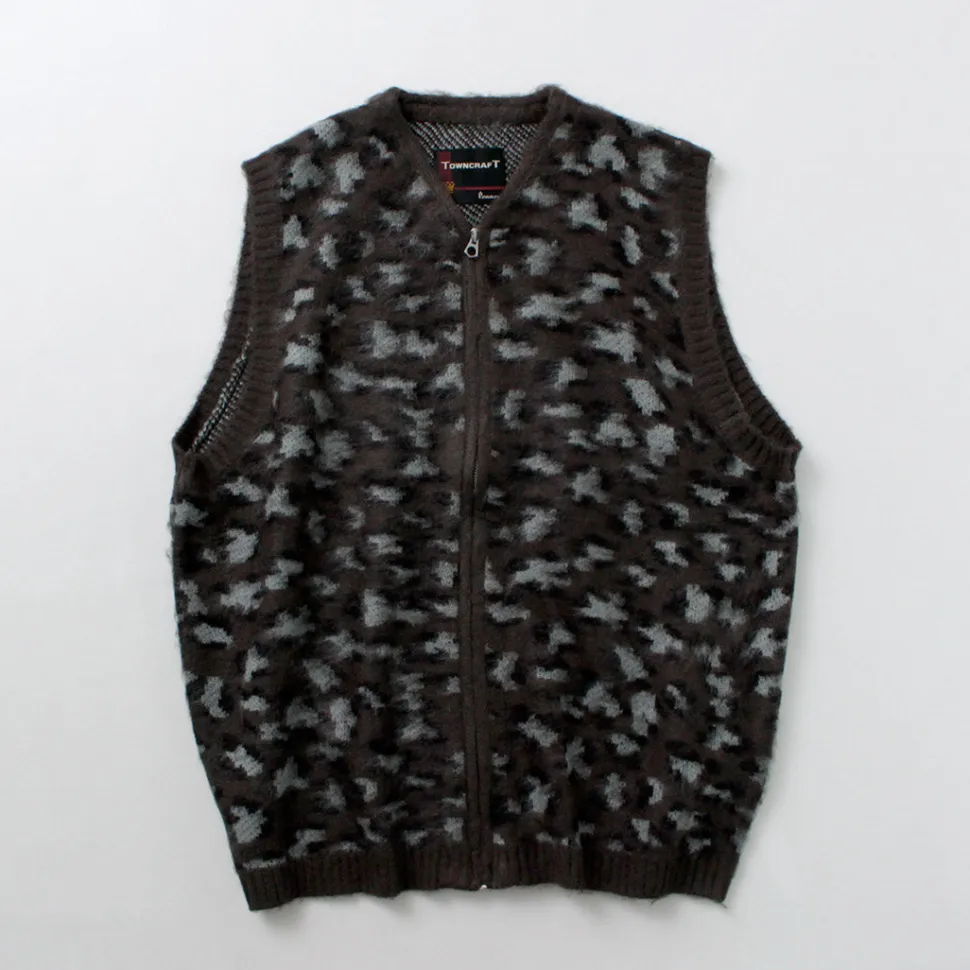 TOWN CRAFT / Shaggy Vintage Pattern Zipped Vest