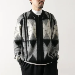 TOWN CRAFT / Vintage Jacquard Zip Cardigan
